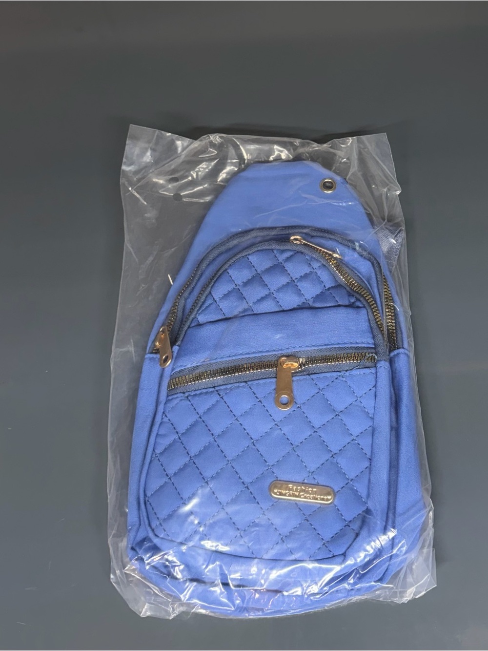 Blue Quilted Crossbody Sling Bag - Unbranded
